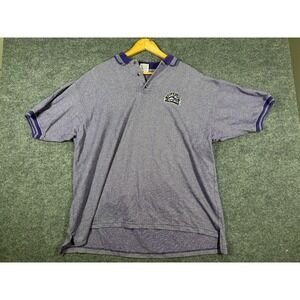 VTG 90's Colorado Rockies Polo Shirt Mens XL Purple Dynasty MLB Baseball Sports